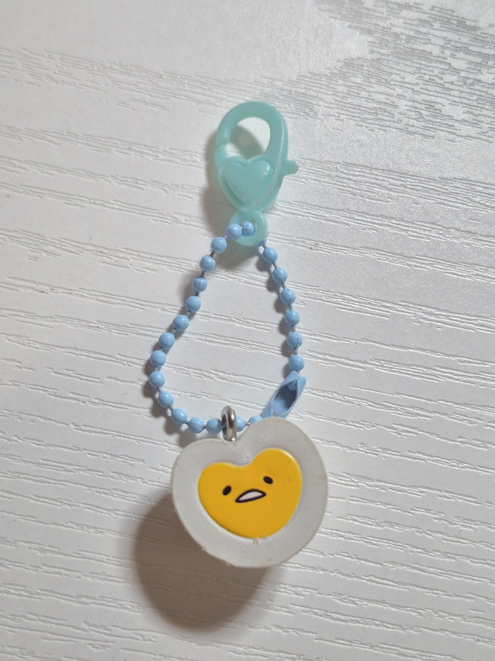 Blue Gudetama Egg Character Keychain Beaded Chain Zipper Charm Bag Purse Car Key
